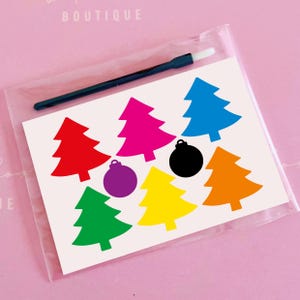 Edible paint palettes for PYO paint your own cookies biscuits cupcakes with brushes and ingredients allergens labels Christmas Tree