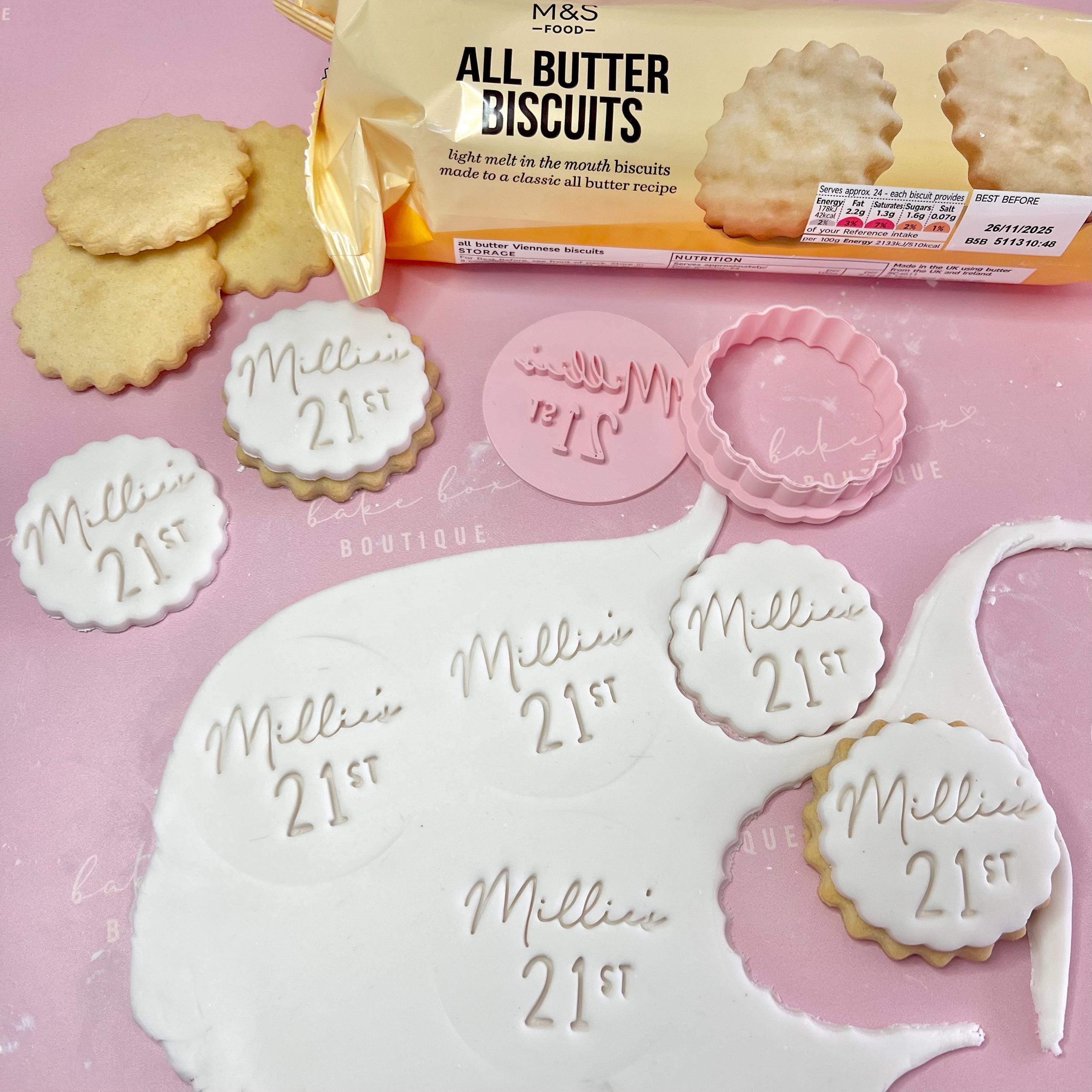 Personalised Fondant Stamp Embosser — Custom Cake & Cookie Decorating Tool With Free Cutter