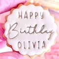 Customised happy birthday fondant stamp embosser custom personalised biscuit cookies cutter cupcake topper m and s m&s birthday baby shower