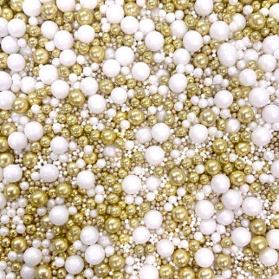 White Gold Sprinkles Pearls Sprinkle Blend Mix for Cupcake Etsy
