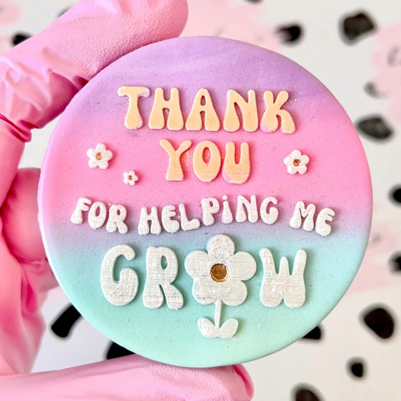 Teacher thank you for helping me grow school embosser stamp deboss cookie cutter cake cupcake decoration baking supplies