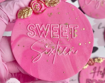 Sweet Sixteen raised embosser stamp for biscuits 16 deboss cookie cutter cake cupcake decoration baking supplies fondant teenager