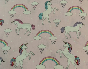 Unicorn Cotton Fabric, Unicorn Rainbows Fabric, Unicorn Pink Fabric, Novelty Fabric, Speciality Fabric, Fat Quarter Fabric, Kids Fabric