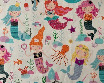 Mermaids Cotton Fabric, Under the Sea Fabric, Novelty Fabric, Speciality Fabric, Cotton Fabric, Fat Quarter Fabric, Fat Quarter, Kids Fabric