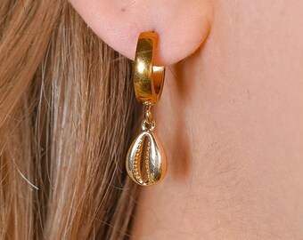 Shell Custom Gold Earrings: Beach Jewelry, Charm Earrings, Design your own