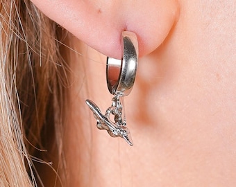 Hummingbird Custom Silver Earrings: Hummingbird Jewelry, Charm Earrings, Design your own
