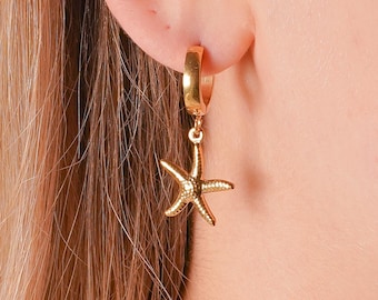 Starfish Custom Gold Earrings: Beach Jewelry, Charm Earrings, Design your own