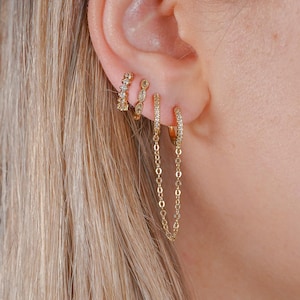 Crystal Huggie Hoop, stapel oorbellen: roestvrijstalen multi-piercing