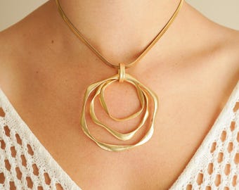 Trendy Statement Matte Gold Necklace - Stainless Steel, Snake Chain, Modern Minimalist