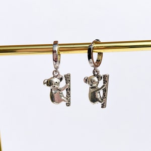 Silver Plated Koala Hoop Earrings, Australian Earrings, Silver Earrings, Animal Earrings, Earrings, Gifts, For Her, For Him