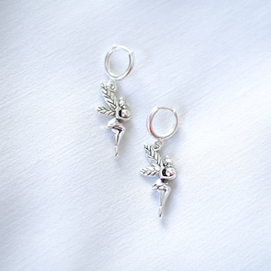 Silver Plated Huggie Hoop Fairy Earrings