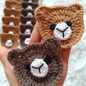 Handmade Crochet Teddy Bear Applique – Cute Bear Patch for Baby Shower Decor, Nursery Decorations & Teddy Bear Theme Birthday
