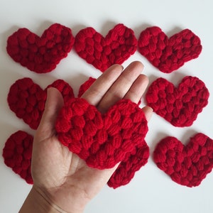 10 Pieces Valentine's Day Hearts,Valentine's Day Gifts, Croched Hearts applique, handmade red Hearts, Crochet Hearts,cardigan decor