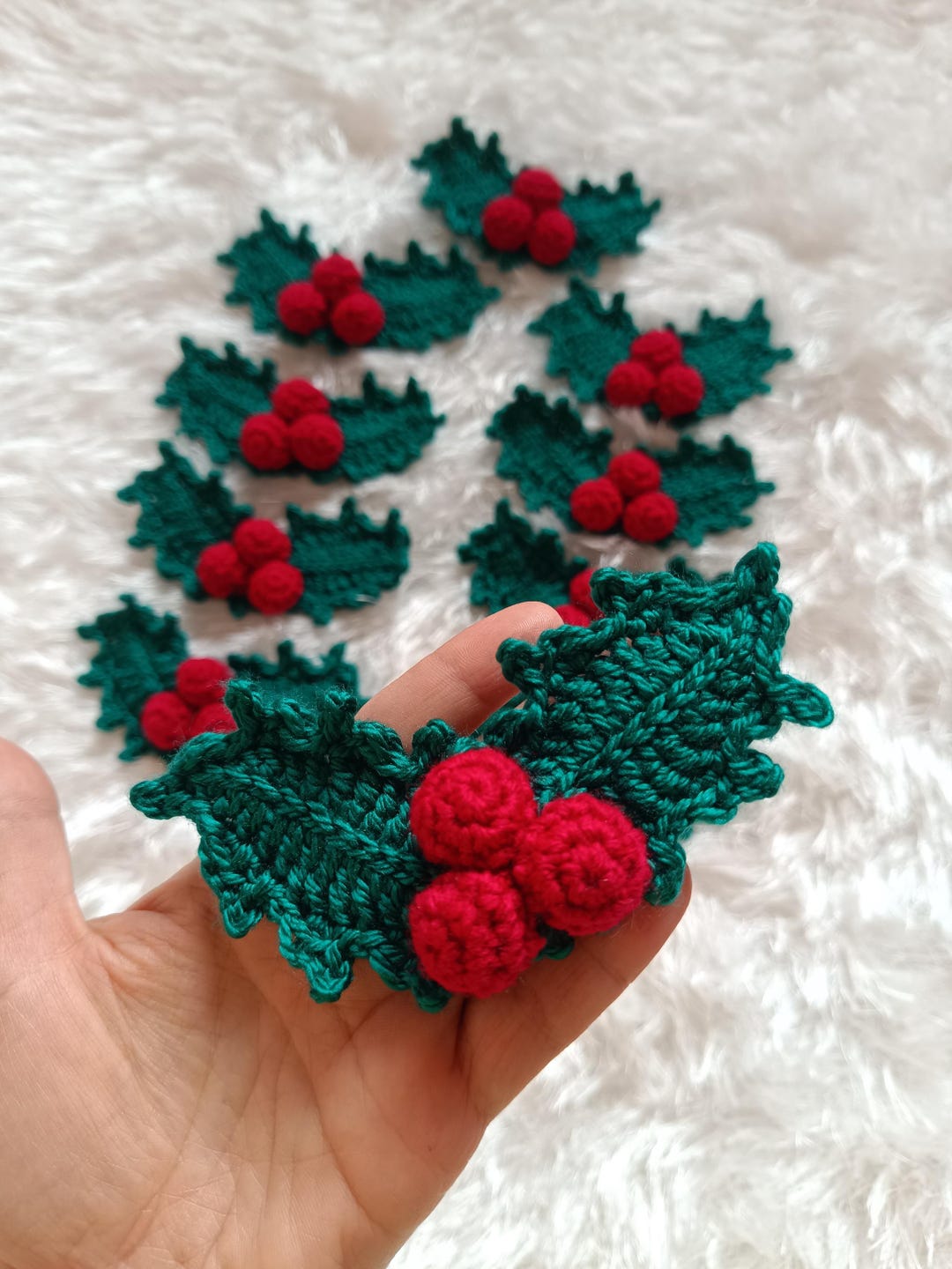 Handmade Christmas Berries, Holly Berry Appliques, Holly Christmas ...