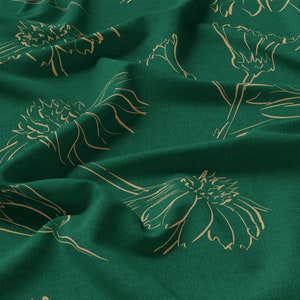 Roo-tid Fabrics | Eco-Friendly Viscose Twill Fabric |  145cm Wide | Woven Fabric | Green Floral Fabric | Dressmaking Fabric