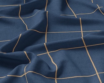 Roo-tid Fabrics | Eco-Friendly Viscose Twill Fabric |  145cm Wide | Woven Fabric By The Metre | Blue Geometric Fabric | Dressmaking Fabric