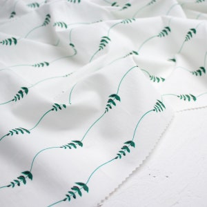 SALE | Roo-tid Fabrics | 100% Organic Cotton Poplin | 150cm Wide | Woven Fabric By The Metre | Floral Fabric | White Fabric