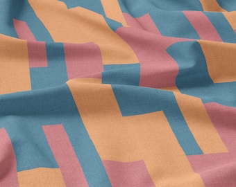 Roo-tid Fabrics | Eco-Friendly Viscose Twill Fabric |  145cm Wide | Woven Fabric By The Metre | Geometric Design Fabric | Dressmaking Fabric