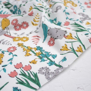 SALE | Roo-tid Fabrics | 100% Organic Cotton Poplin | 150cm Wide | Woven Fabric By The Metre | Floral Fabric | Kids Fabric