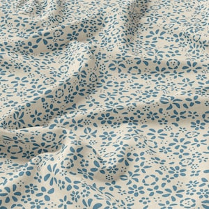 Roo-tid Fabrics | Eco-Friendly Viscose Twill Fabric |  145cm Wide | Woven Fabric By The Metre | Cream Floral Fabric | Dressmaking Fabric