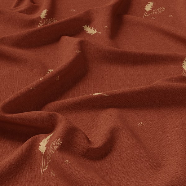 Roo-tid Fabrics | Eco-Friendly Viscose Twill Fabric |  145cm Wide | Woven Fabric By The Metre | Rust Red Floral Fabric | Dressmaking Fabric