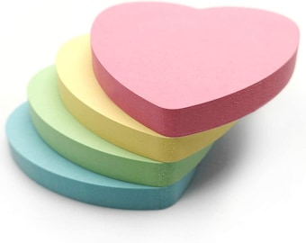 Heart Shaped Pastel Coloured Sticky Post Notes | 100 Sheets per Pad