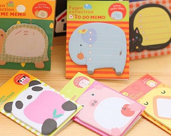 Animal Sticky Notes | Cute Paper Sticky Notes | Self-Adhesive Note Paper | School Supplies | Kawaii Stationery | Stationery Gift Bundle
