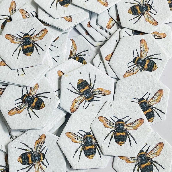 Papier de semences pour plantes - Papier de semences d'abeille hexagonale - Papier de fleurs sauvages