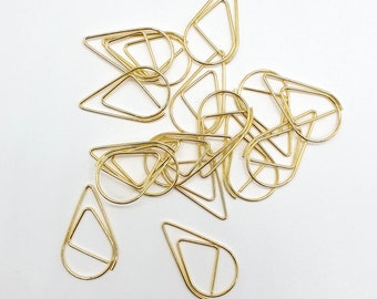 Teardrop Paper Clips, Wedding, Planner Accessories, Gold & Silver Stationery, Scrapbook Paper Clasp