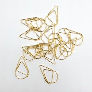 Teardrop Paper Clips, Wedding, Planner Accessories, Gold & Silver Stationery, Scrapbook Paper Clasp image 1