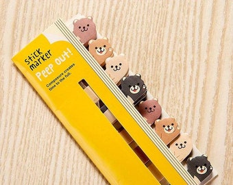 Cute Bear Index Tabs - Set of 120 Sheets - Colourful and Functional Organiser Animal Tabs