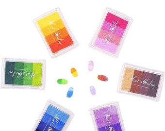 6 Colour Gradient Ink Pad for Crafts - Finger Print Ink Pad