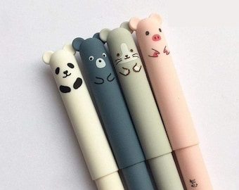 Kawaii Erasable Gel Pen, Great for Journaling, Planners, Diary, School, Study, Blue/Black Ink