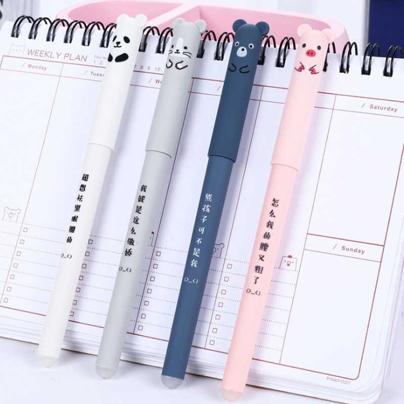 Kawaii Erasable Gel Pen, Great for Journaling, Planners, Diary, School, Study, Blue/Black Ink zdjęcie 7