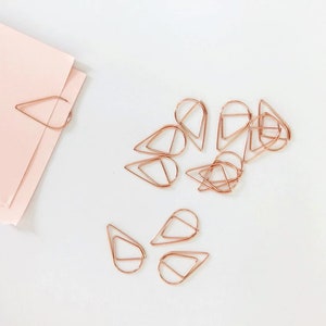 Teardrop Paper Clips, Wedding, Planner Accessories, Gold & Silver Stationery, Scrapbook Paper Clasp image 8