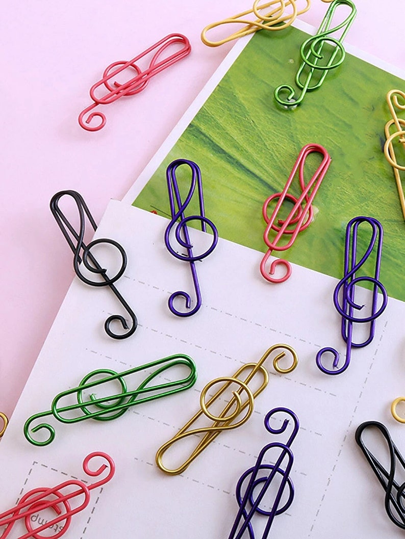 Music Note Shaped Paper Clips for Organizing Sheet Music and Notes Treble Clef Paperclip Perfect Gift for Music Lovers image 1