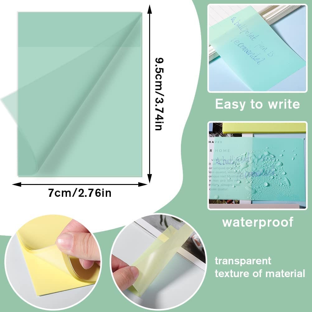 mil9us Transparent Sticky Notes 50 Sheets Pastel
