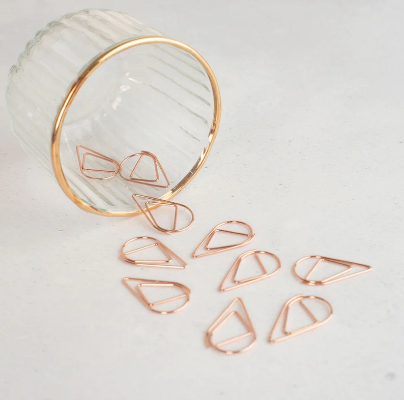 Teardrop Paper Clips, Wedding, Planner Accessories, Gold & Silver Stationery, Scrapbook Paper Clasp Rose Gold