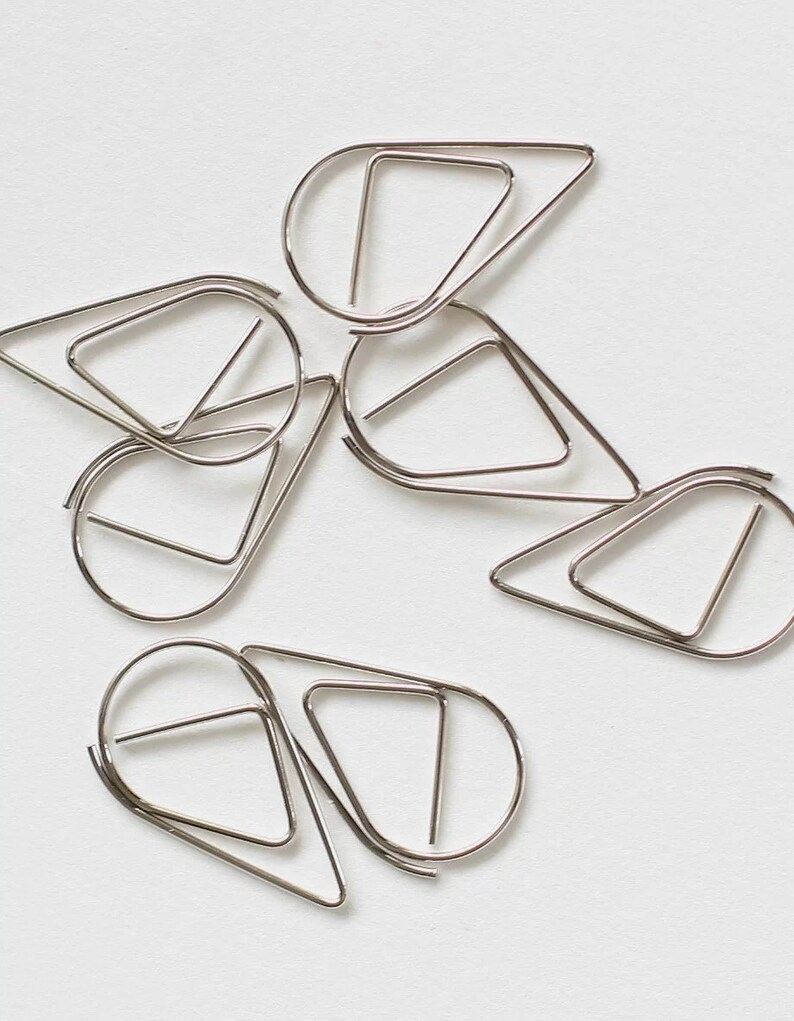 Teardrop Paper Clips, Wedding, Planner Accessories, Gold & Silver Stationery, Scrapbook Paper Clasp image 6