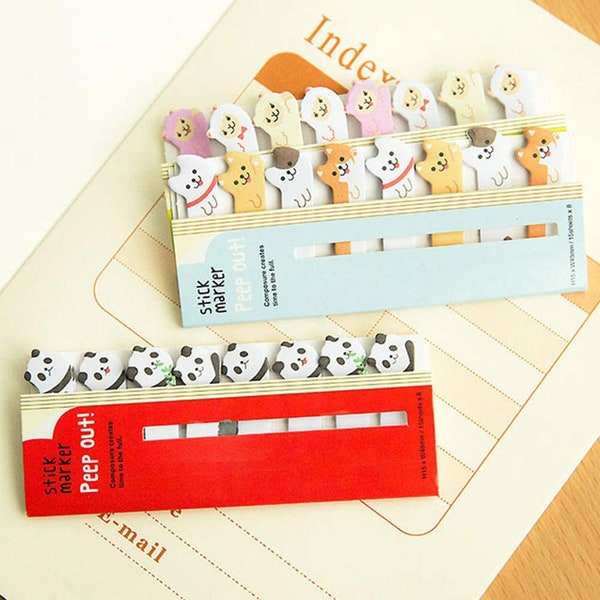 Cute Animal Index Tabs, Rabbit Sticky Notes, Animal Sticky Notes, Sticker Marker, Memo Note, Llama, Panda, Cat, Bear, Dog, Bunny,