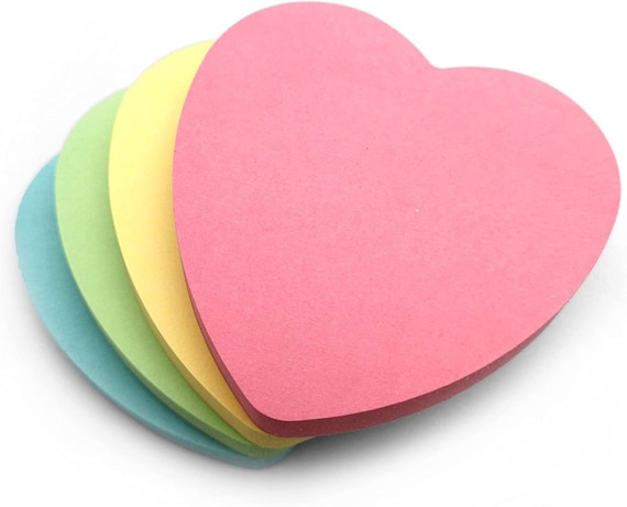 Heart Shaped Pastel Coloured Sticky Post Notes 100 Sheets per Pad 