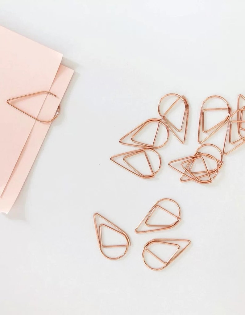 Teardrop Paper Clips, Wedding, Planner Accessories, Gold & Silver Stationery, Scrapbook Paper Clasp image 2