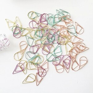 Teardrop Paper Clips, Wedding, Planner Accessories, Gold & Silver Stationery, Scrapbook Paper Clasp image 3