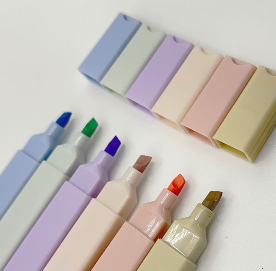 Pastel Highlighter Marker Pens, Retro Vintage Shade Markers, School & Office Supplies, Morandi