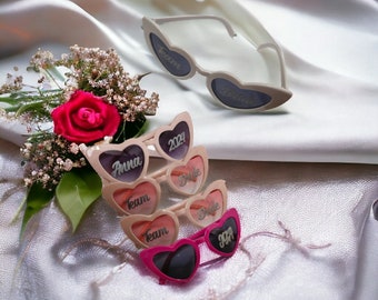 JGA Brillen mit Beschriftung Set in Pink und Weiß Junggesellinnenabschied Brille Team Bride