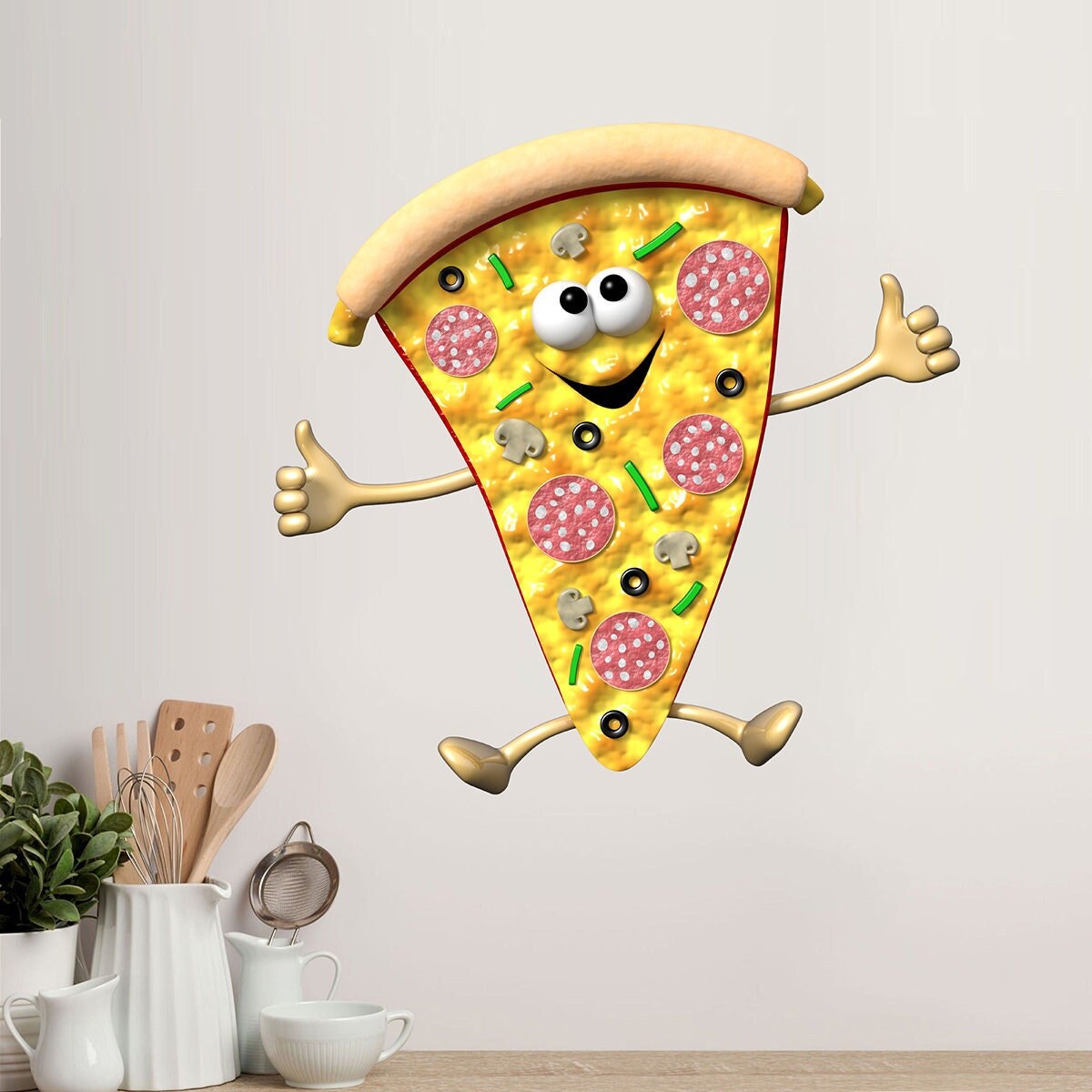 stickers Mural Pizza, Decoration Intérieure, Autocollant Cuisine , Fast-Food, Hamburger, Frites, Sna