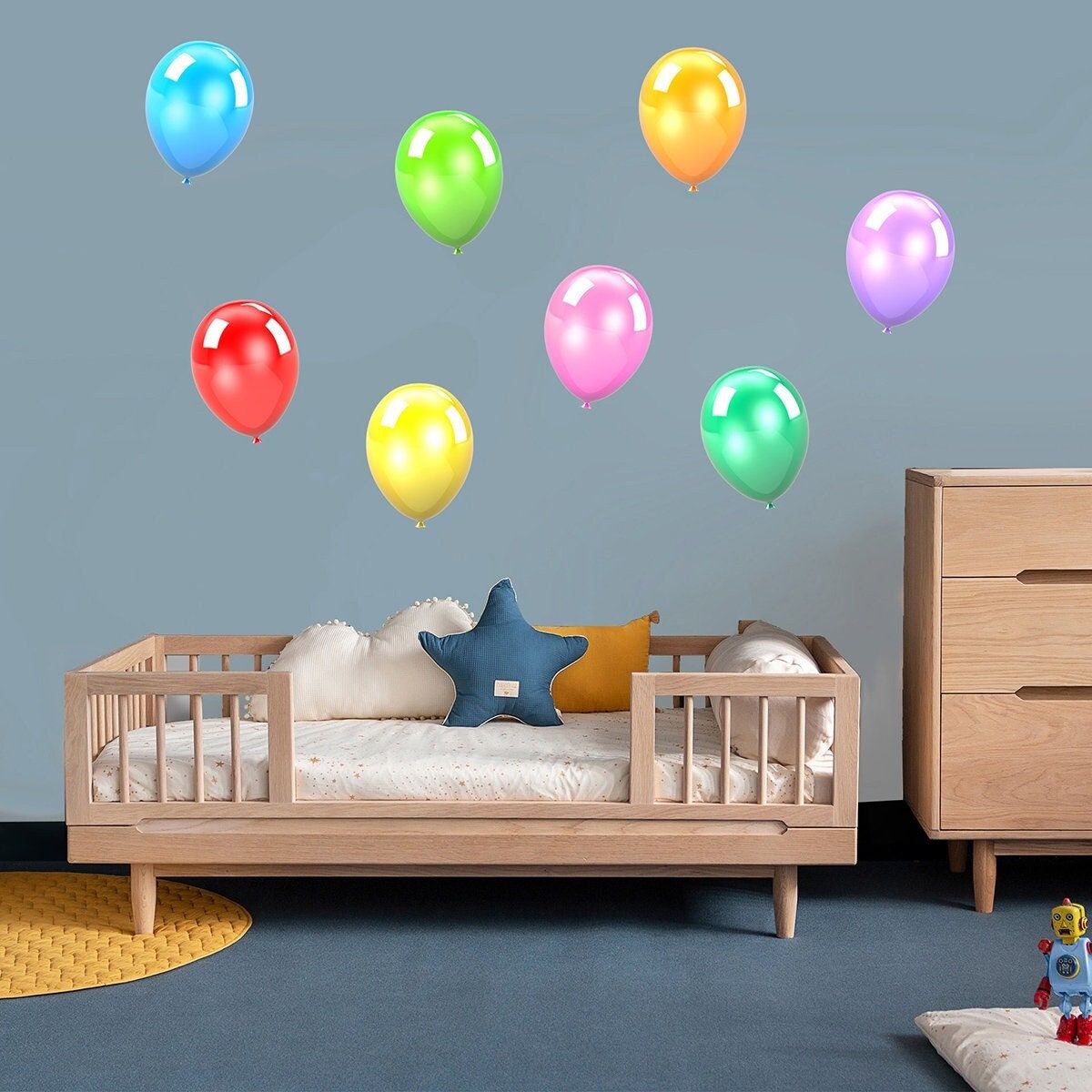 Stickers Mural Planche de 8 Ballons Multicolores Nacrés - Stickers A005