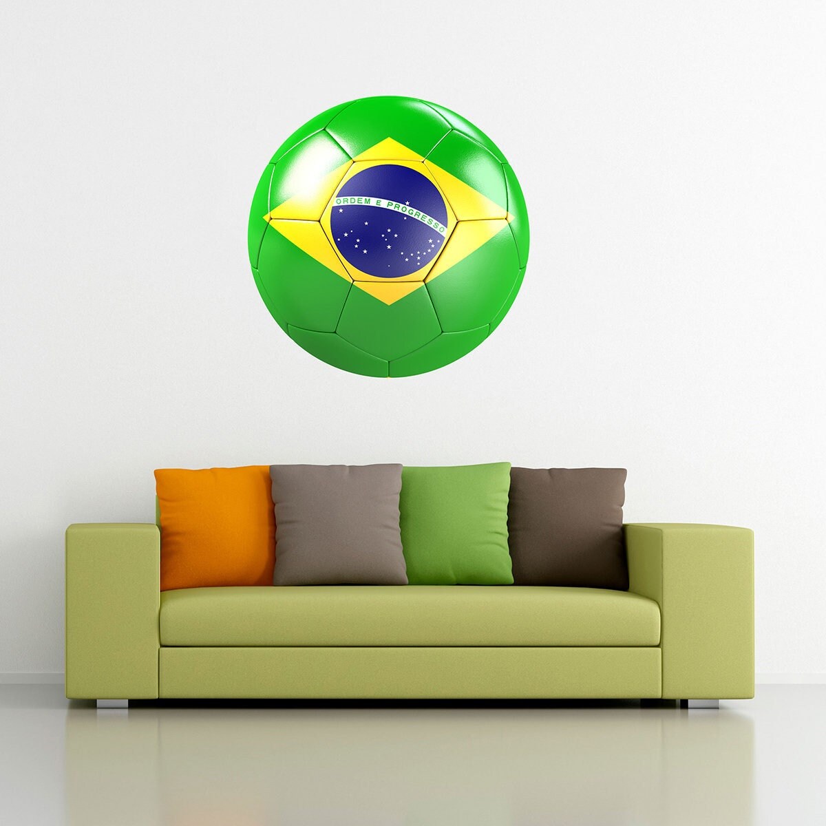 Stickers Mural Ballon de Football Équipe Du Brésil, Autocollant Sport, Décor Porte, Fifa, Stade, Mun