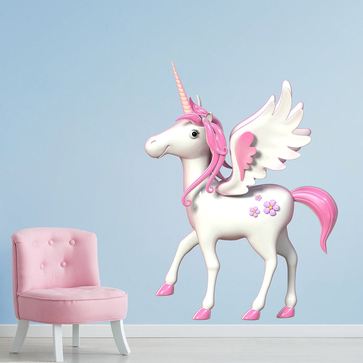 Stickers Mural Licorne, Stickers Chambre Bébé, Décoration Vinyle A688