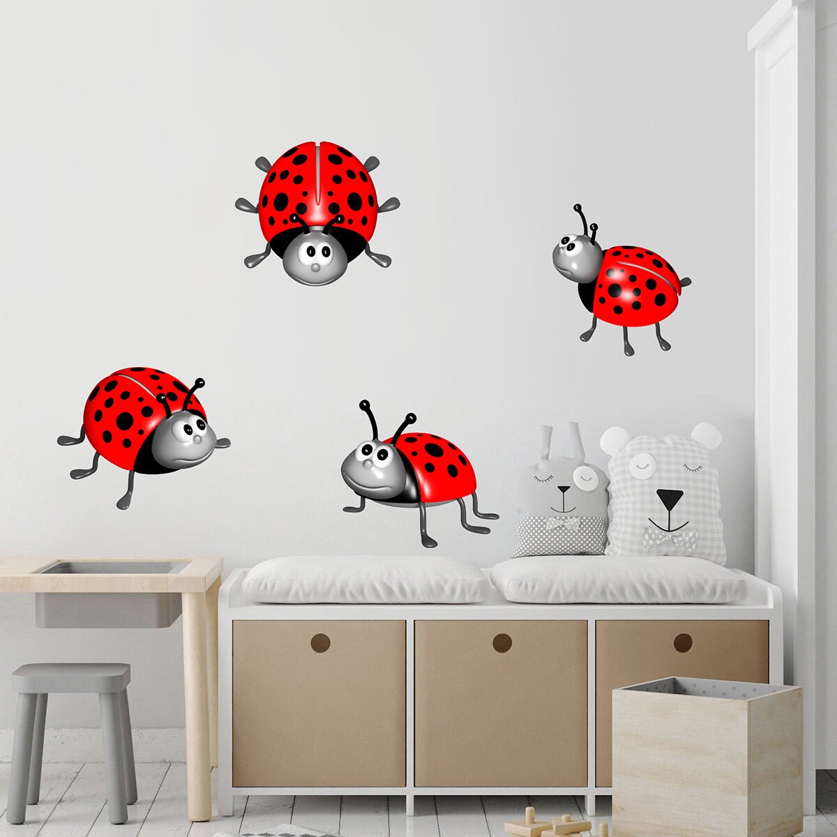 stickers Mural Planche de 4 Coccinelles A562